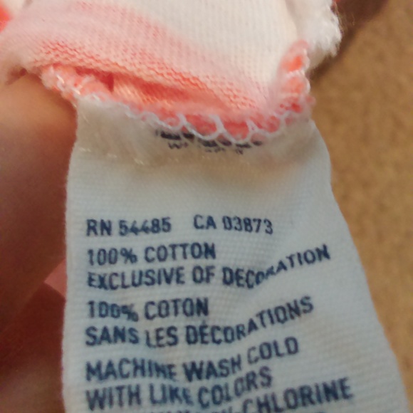 Orange And White 3/4 Sleeve Scoop Neck Striped Tee - Picture 5 of 5